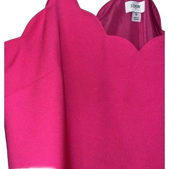 J. Crew Scallop Trim Blouse Women’s Sz 6 Adjustable Tank Hot Pink BarbieCore - Picture 3 of 9